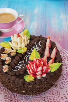 Cake on gradient color background