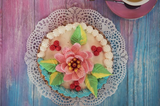 Cake on gradient color background