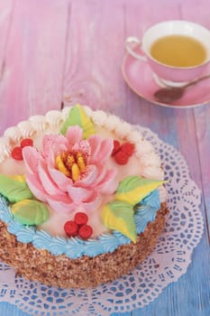 Cake on gradient color background