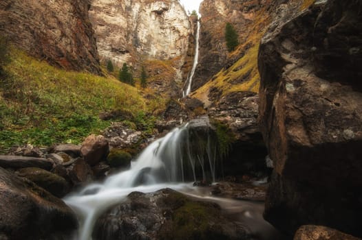Waterfall on river Shinok in Altai territory, Siberia, Russia