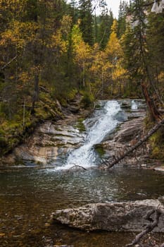 Waterfall on river Shinok in Altai territory, Siberia, Russia