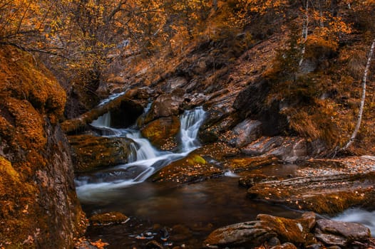Waterfall on river Shinok in Altai territory, Siberia, Russia