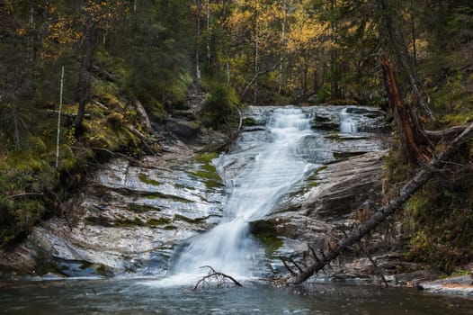 Waterfall on river Shinok in Altai territory, Siberia, Russia