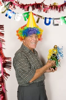 Senior man at a party