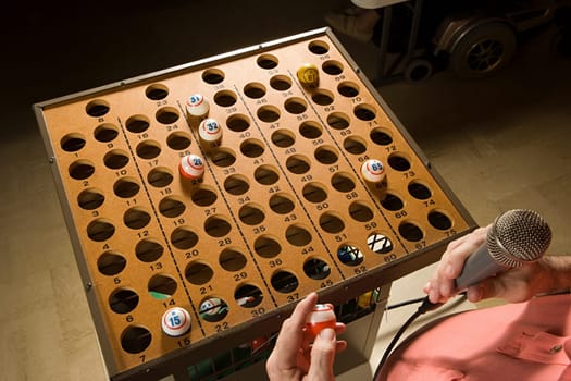 Bingo caller at work