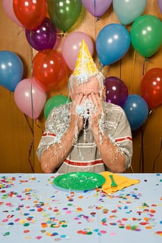 Senior man at a party