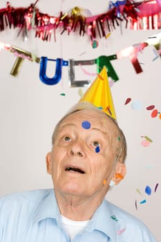Senior man at a party
