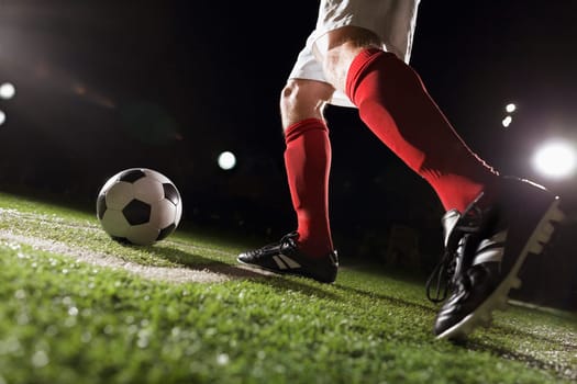 Soccer player making a corner kick