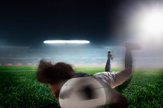 Soccer player heading soccer ball