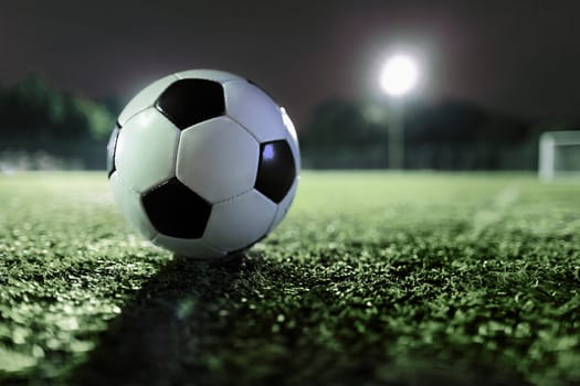 Soccer ball on sports field