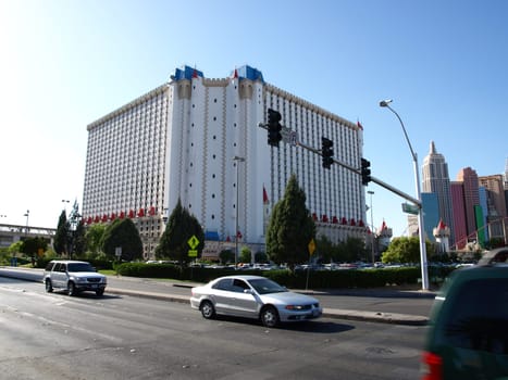 Las Vegas, USA - 15 July 2013: Walking in Las Vegas. City streets. Commercial and private buildings. Street life.
