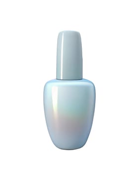 A holographic 3D icon of a nail polish bottle, featuring a sleek and glossy finish, isolated on white background, perfect for beauty and cosmetics designs