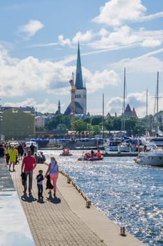 TALLINN, ESTONIA - JULY 16: People are resting on the holiday of the Days of the Sea in Tallinn, Estonia on July 16 2016.