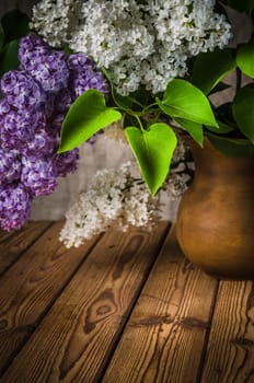 Still-life with a bouquet of lilacs, close-up