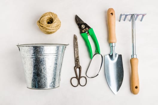 Garden tools for planting, on white background