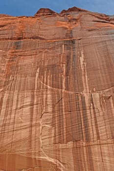 Sheer Red Rock Wall in the Desert in Canyon de Chelly National Park in Arizona