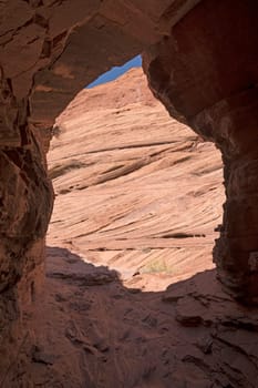Tunnel in a Desert Canyon in Canyon de Chelly National Monument in Arizona