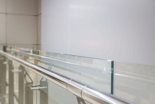 Indoor Glass Wall With Aluminium Handrail, stock photo