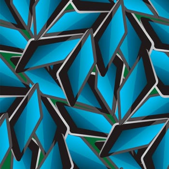 Set of Electronic Tablet on Green Background. Seamless Pattern