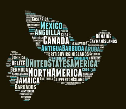 States and territories in North America word cloud concept