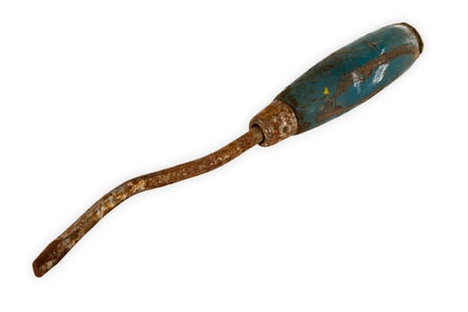 Old rusted joint spatulas exposed on a white background