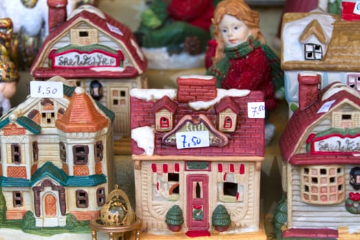 Decorative Christmas figures in detail at a Christmas market