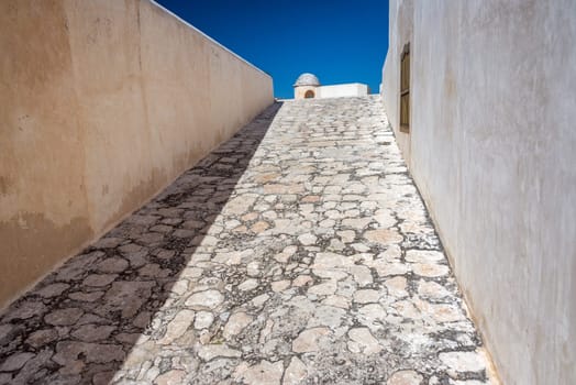 Ramp leading up to a fort in the colonial city of Campeche, Mexico
