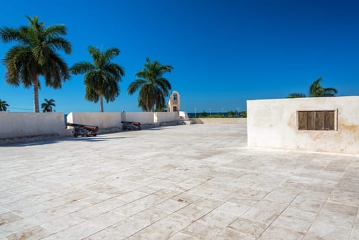 Fort in the center of Campeche, Mexico with cannons