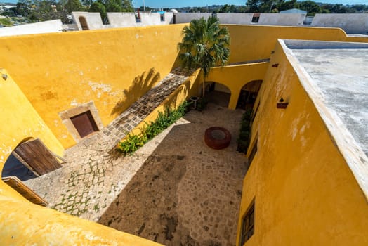 Yellow colonial fort in Campeche, Mexico