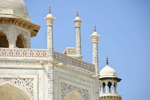 The close up of Taj Mahal, India