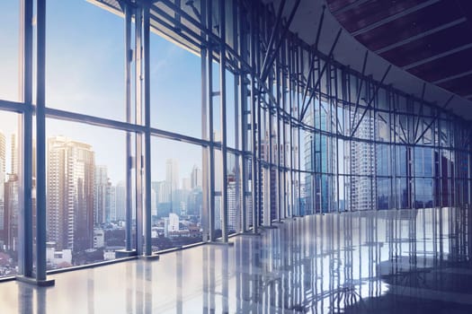 Empty office room on modern building with sunlight