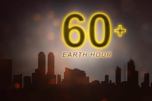 Earth hour message to turn off electrical equipment in 60 minutes. Earth Hour Concept.