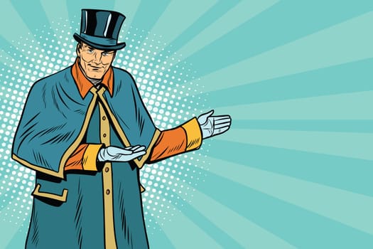 doorman welcomes guests. Hotel and tourism. Pop art retro vector illustration
