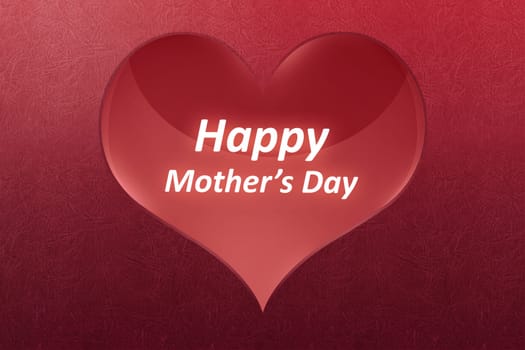 Happy Mother's day greeting written on big red heat with red grunge background