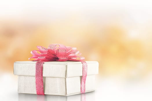 White gift box for Mother's Day over blur background