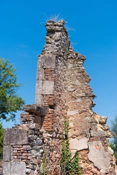The ruins of Oradour-sur-glane, the by the nazis destroyed french village in WW2