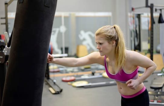 young woman boxing