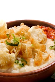 Chicken porridge made from rice and fill with chicken