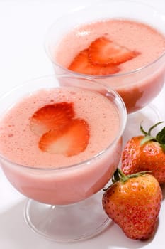 Pudding made from strawberry
