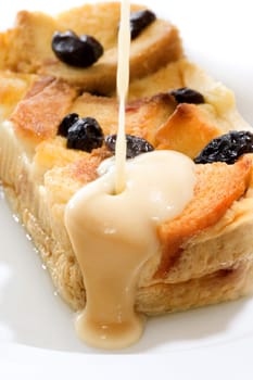 Bread pudding, made from bread covered with fla