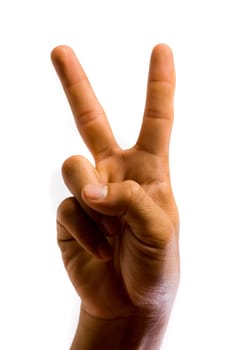 Hand make make two with gesture