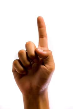 A hand make symbol number one