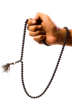 Hands praying at white background