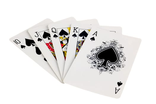 Spade Royal Flush on white background
