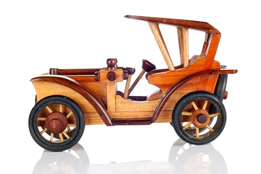 Wooden Car Toy on White Background