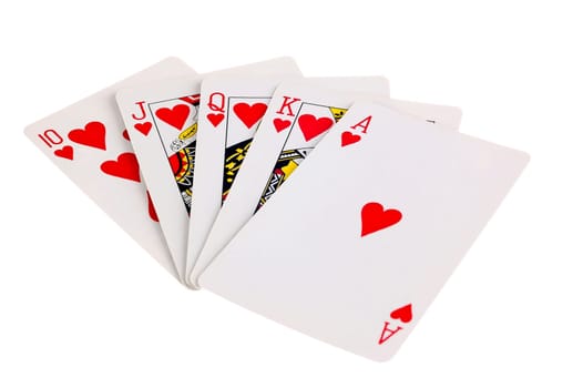 Heart Royal Flush Card on white background