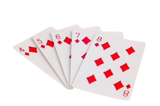 Diamond straight flush on white background