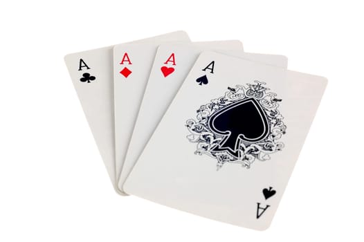 Four Aces on white background