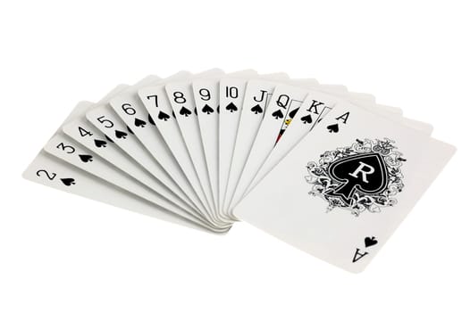Full set of ace suit playing cards isolated on white background