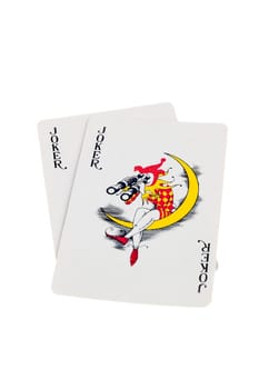 Joker playing cards isolated on white background